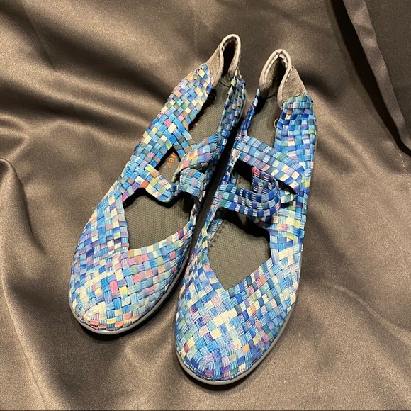 bernie mev. Shoes - - Bernie Mev Blue & Grey Wedges NIB